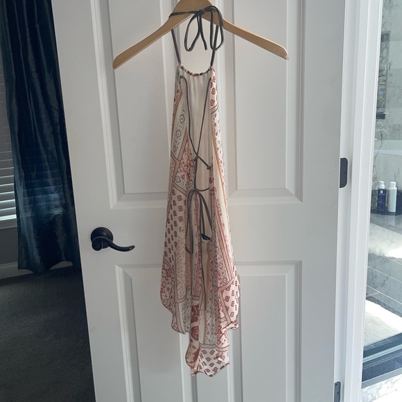 BAILEY 44 Toubakal Chiffon Halter Floral High Low Bohemian Cream Brown Leather M - Picture 8 of 12